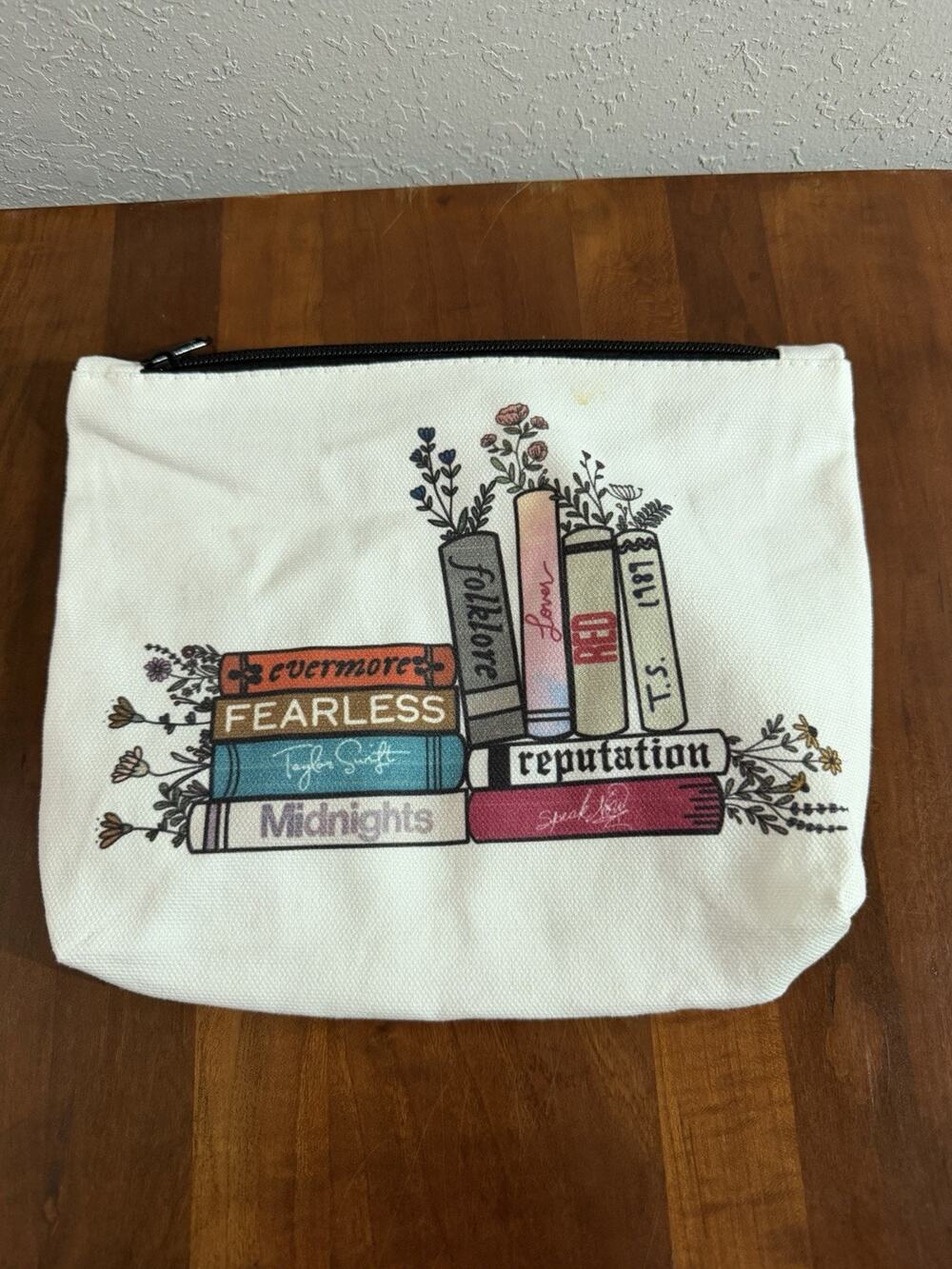 Taylor Swift Eras Albums Books Cosmetic Travel Makeup Bag Zip Close Girlhoodcore